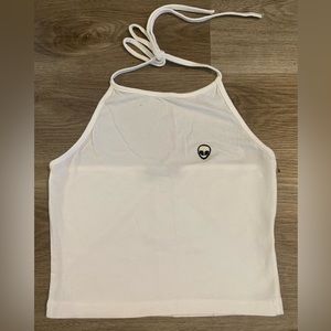 Alien Bandy Melville white halter crop top one size fits best S/M